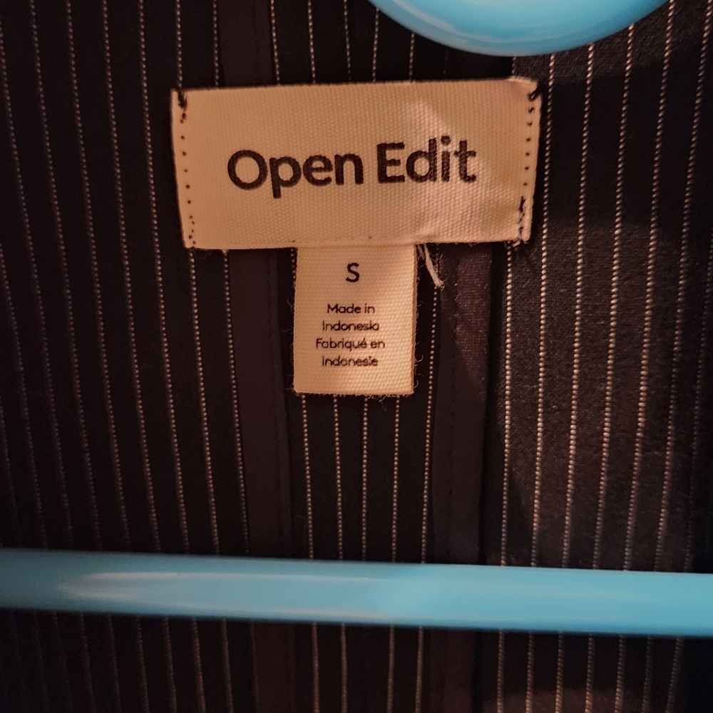 (Open Edit) Pinstripe Double Breasted Blazer, Color Black, Size S - Picture 2 of 5